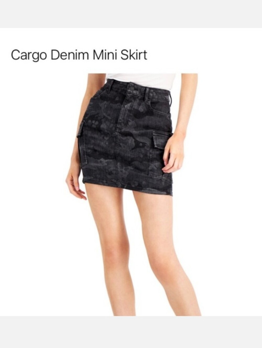 Guess Cargo Denim Mini Skirt - Black Camo